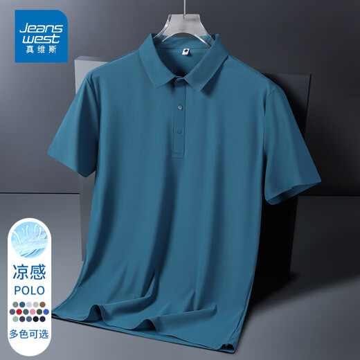 真维斯（JEANSWEST）王一博代言冰丝无痕POLO衫上衣男夏季薄款透气短袖吸湿排汗体恤衫 BYBL-12358藏青 L
