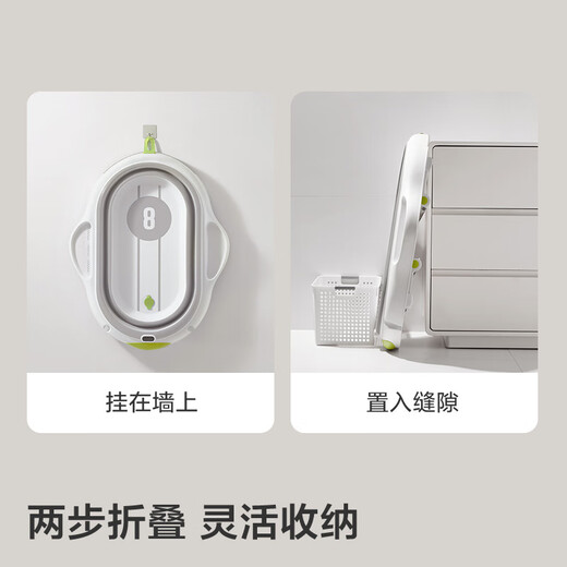 babycare婴儿洗澡盆坐浴盆洗澡神器可折叠浴盆游泳盆+浴垫+浴网星航月岩灰