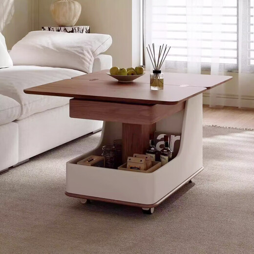Qingziyou -Sofa kann bewegt und mit einem Kaffeetisch -Tisch mit Radkaffeetisch mit einem mittelmäßigen Wohnzimmerbalkon ohne Platz [Heben + Faltdesktop] Ganzes Haare gefaltet werden.