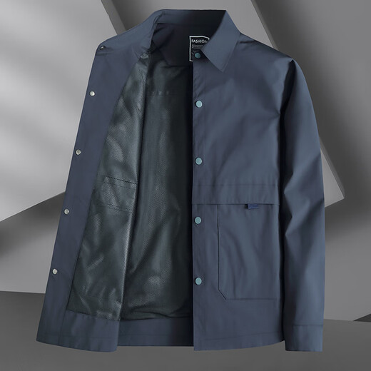 ROMON large size military green lapel jacket for men with big belly, middle-aged spring and autumn business loose single-breasted windbreaker jacket trend 2406 military green (spring and autumn) 2XL 155Jin Jin is equal to about 0.5 kg