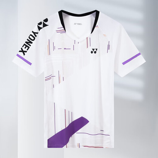 2025新款春季羽毛球服男女短袖大赛服套装速干透气运动比赛训练服 7028白色男款套装 XL