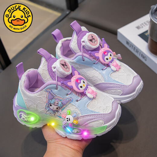 GDUCK KIDS little yellow duck girl cartoon rotating button sports shoes 2025 spring and autumn new children's soft sole kromi light old 838 pink 36 inner length 22cm