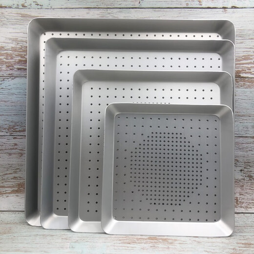 Baking non-stick anode square punched pizza tray cookie bread tray aluminum alloy oven baking pan 13 inches 33*33cm non-porous