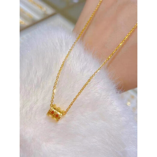 MHFDO Old Phoenix 999 gold pure silver gold-plated silver necklace for women with four-leaf clover pendant clavicle chain pendant jewelry O-shaped necklace + moon rabbit pendant