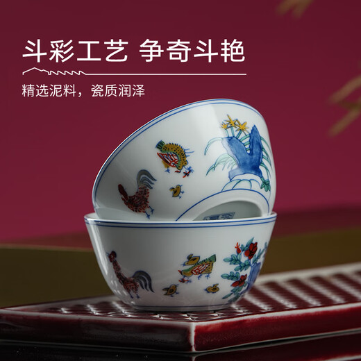 Tao Xichuan Jingdezhen ceramic tea cup antique collection Chinese style fighting color chicken cup high temperature white porcelain master cup high-end gift