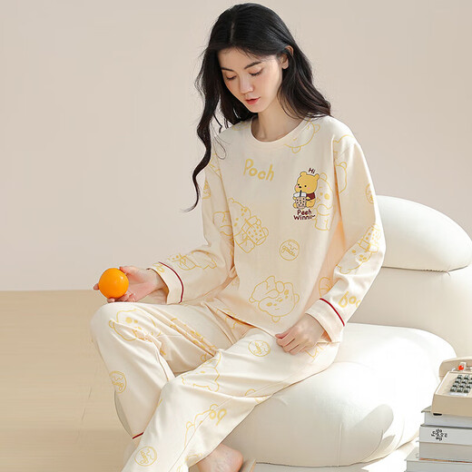 Yalu pijamas femenino puro algodón 2025 nuevo internet pajamas pajamas spring y otoño gran tamaño manga larga juego de ropa para el hogar nswr-01n9901 L [sugerido 100-120Jin [Jin equivale a 0.5 kg]]