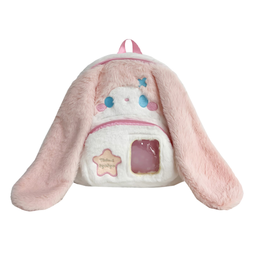 Disney cute plush big ear puppy backpack lolita pain bag schoolbag cartoon sweet student backpack pink