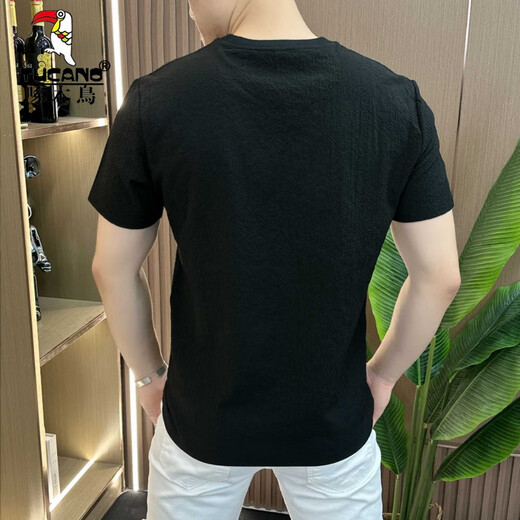 
Woodpecker (TUCANO) designer summer ice silk texture embroidered round neck men's short sleeve fashionable half-sleeved versatile light luxury comfortable style 1105 white XL 120-135Jin [Jin equals 0.5 kg]