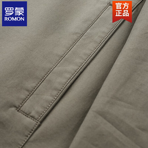 Romon (ROMON) [pure cotton fabric] middle-aged and elderly dad spring and autumn coat men's lapel jacket spring and autumn new top K2122 khaki 17060Jin [Jin equals 0.5 kg] to 90Jin [Jin equals 0.5 kg] M