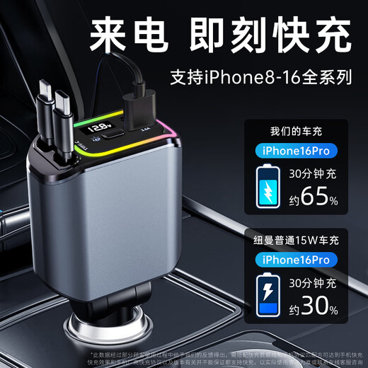 Newmine (Newmine) carrier charger super fast charging one drag three multi -function car charger cigarette lighter converter
