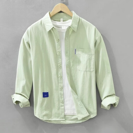 森马（Semir）青少年感长袖衬衣男潮牌棉衬衫春秋季工装外套2025新款上衣 6625杏色 M