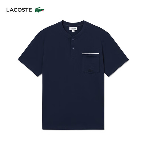 LACOSTE法国鳄鱼男装25春夏新款时尚简约亨利领短袖T恤|TH7022 166/藏青色 L 5
