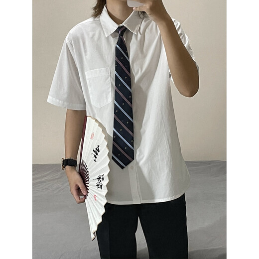 
Zhaixing Youth Japanese College Style Shirt Men's Short Sleeve Summer Thin DK Uniform Students' Variety Casual Tie White Shirt Long Sleeve White Shirt + Trousers XL