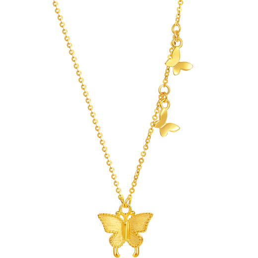 Saturday blessing yellow 18K gold necklace butterfly color gold necklace birthday gift for women C0614755 40+5cm