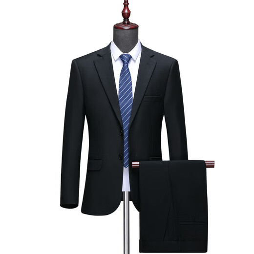 撒SEVEN 7Qi Brand Men's Wedding Dress Wool Suit Work Business Casual Career Groom Professional Wear Sapphire Blue - 2 Buttons - No Slits XL 180 Leave a message for pants size or waist size