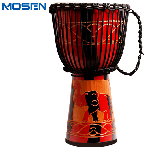 莫森（MOSEN）8英寸彩绘非洲鼓 纯羊皮印尼实木桃花芯入门手鼓免调音 颜色随机