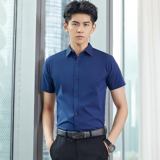 妄潮胖子大码长袖衬衫男士韩版修身免烫商务正装衬衣男纯色短袖衬 【高质量凉爽长衬】白色 XL 建议体重115-125斤