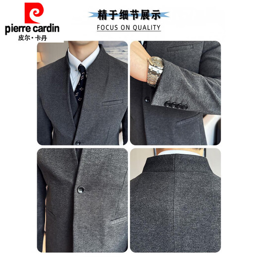 Pierre Cardin high-end stand-up collar tunic jacket for men 2025 spring and autumn new business casual style suit new Chinese suit black single-piece suit M 85-105Jin Jin is equal to about 0.5 kg
