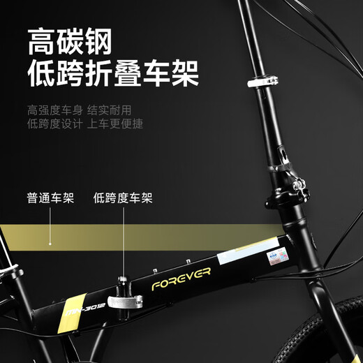 永久折叠自行车成人男女士变速超轻便携学生单车上班代步通勤车免安装 曜石灰 16寸 单速 辐条轮