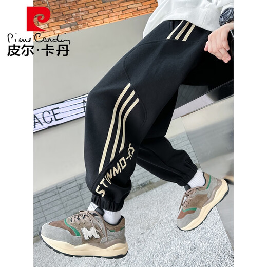 皮尔卡丹（pierre cardin）儿童装男童裤子春秋款2025新款大童春装休闲男孩春季运动长裤潮酷 9925黑色 140 cm