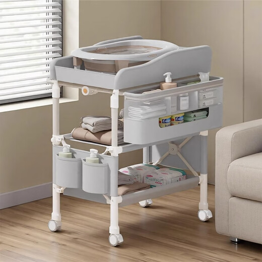 DEARVADER diaper table baby care table portable multi-function foldable bathing basic model - light gray