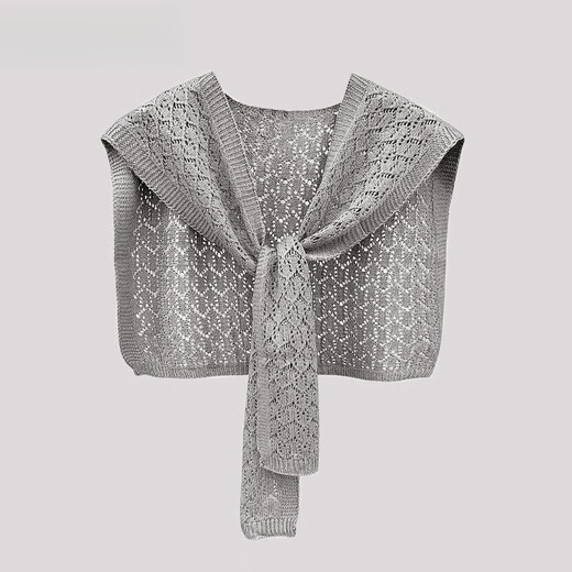 
Yu Zhaolin Internet celebrity shawl summer women's outer wear air-conditioned room shoulder-mounted shoulder-pad vest versatile knitted hollow scarf fashionable and versatile apricot color