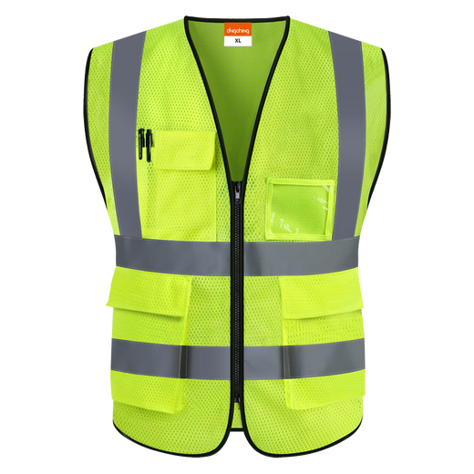 Reflective vest vest sanitation worker clothes traffic fluorescent clothing yellow vest cycling breathable reflective clothing printing multi-pocket mesh-orange XL