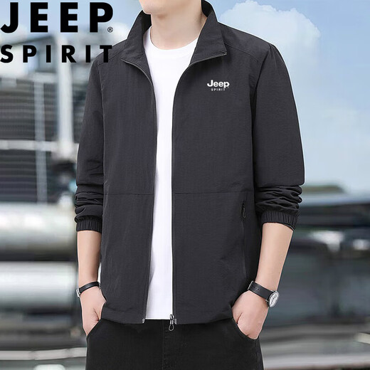 JEEP SPIRIT Jeep Jacket Men's Casual Versatile Lapel Outdoor Sports Loose Jacket Top Military Green XL