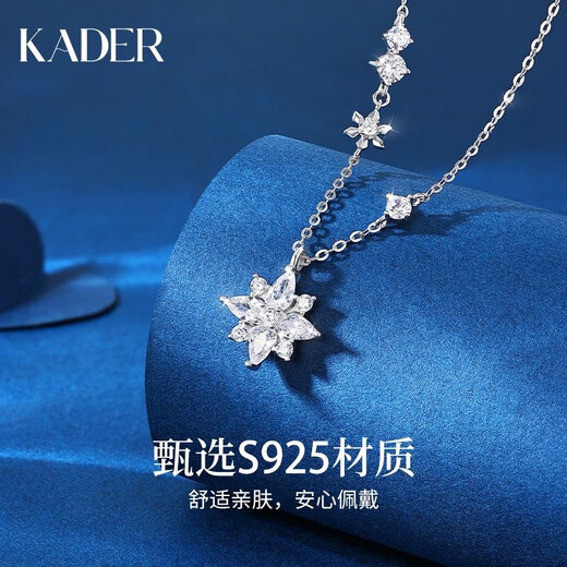 Catillo Lucky Snowflake 999 Silver Necklace Girls Pendant Clavicle Chain Birthday Gift for Girlfriend Snowflake Necklace/Free Engraving/925 Silver