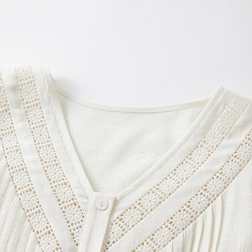 Xiangying Wang Churan star same style white baby doll top women's summer linen shirt light thin v-neck shirt blue L 165/88A/110-125Jin Jin equals 0.5 kg