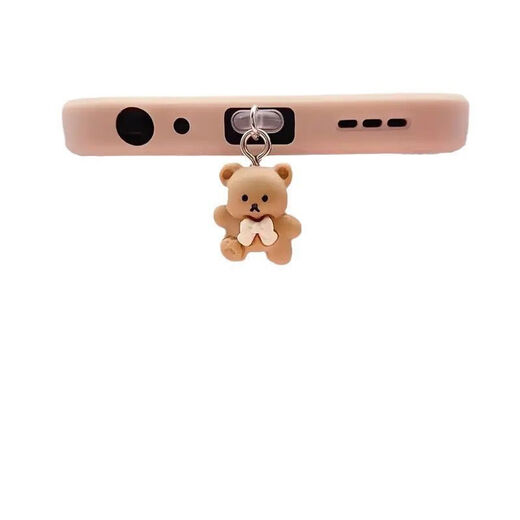 Yunluo New Bear Mobiltelefon staubsicherer Stecker Harz Biege Braun Braun Ladestecker Kopfhörer-Loch Anhänger Typ-C Brown + Beige Bear (Paarmodell) Android-Modelltyp-C-Schnittstelle Staubdicht