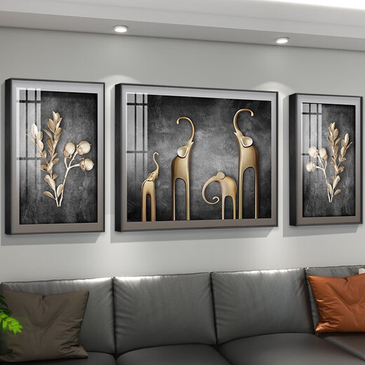 Leichte luxuriöse abstrakte Wohnzimmer Dekorative Gemälde, Sofa Hintergrundwand, weiche Ausstattungsmaler, einfache und atmosphärische Untersuchung, Kristallporzellanbilder, TXMG12048, Mitte 80*60 cm/rechts 40*60 cm geeignet für 2.
