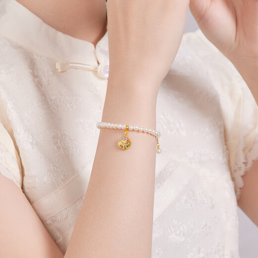 Safir birthday gift 18K gold double-sided enamel pendant female DIY gift to girlfriend birthday gift God of Wealth single pendant