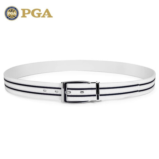 PGA高尔夫皮带 男士针扣皮带 头层牛皮腰带合金扣头 高端礼品 白色