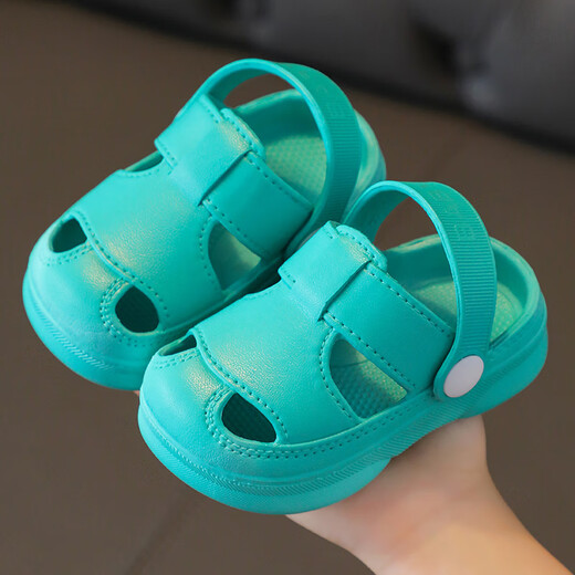 Kinderlochschuhe, Baby Haus im Freien in Innensandalen, Jungen und Mädchen weiche, rutschfeste Zehenschuhe und Hausschuhe, hellgrün 18, innere Länge 12,5 cm, größer