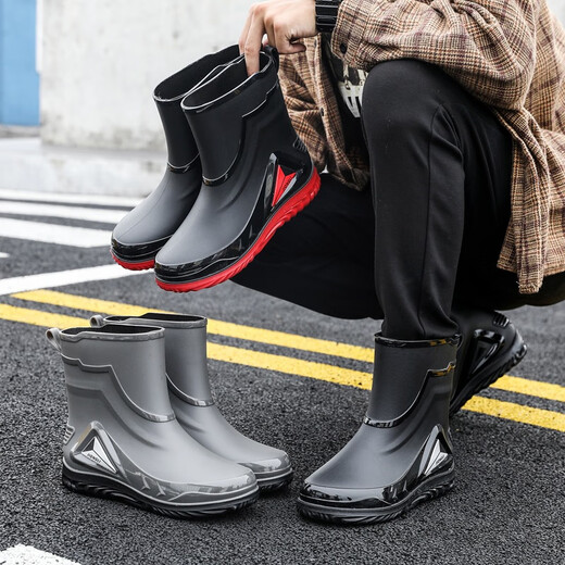 JCZS Bottes de pluie de qualité allemande Chaussures d'eau à tube moyen et à la mode de l'usure non glissante pour les hommes Nés Boîtes en caoutchoucs Summer