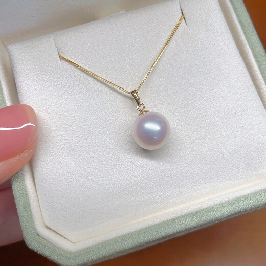 Pingyan seawater pearl pendant single necklace thick gold buckle head melon seed buckle simple women melon seed buckle comes with silver chain 9 o'clock 5-10mm