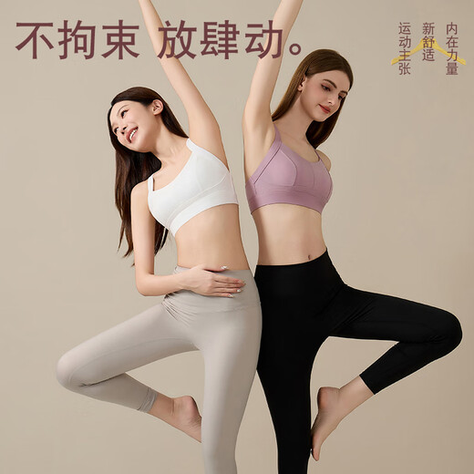 莫代尔运动内衣女防震高强度跑步健身文胸防下垂瑜伽运动背心 紫XL