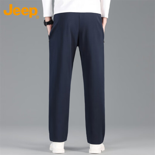 吉普（JEEP）休闲裤男夏季宽松裤子男士直筒运动长裤 深蓝直筒 XL