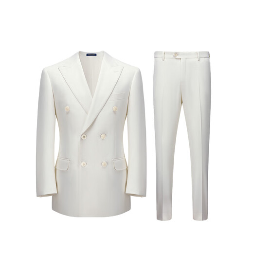 Guillaume de Mons haute couture craftsmanship including cashmere wool suit suit for men white suit for groom and wedding dress for man Han jade white top + trousers 52