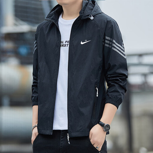 Summer Ice Silk Sun Protection Jacket for Men 2025 New Anti-UV Thin Breathable Sun Protection Outdoor Fishing Hooded Jacket Black 3XL