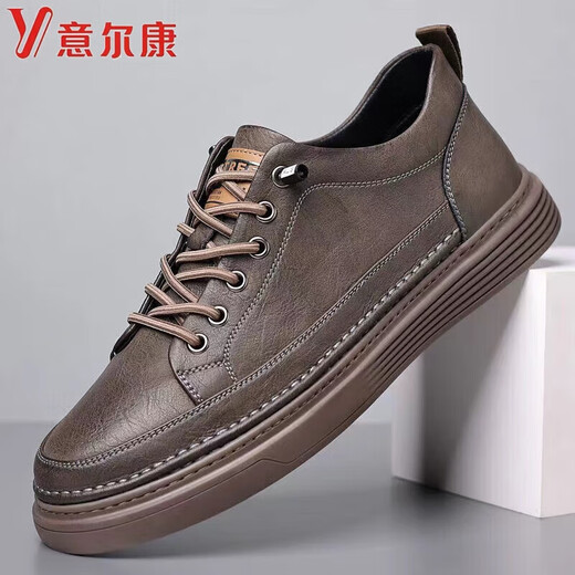 Yierkang Yrc Shoes para hombres 2024 Nuevos zapatos de cuero casual de hombres transpirables y versátiles zapatos de fondo suave bajo liviano Shoes para hombres 6636 Modelo de cuatro estaciones negro 39 Equivalente a zapatos deportivos Tamaño 40
