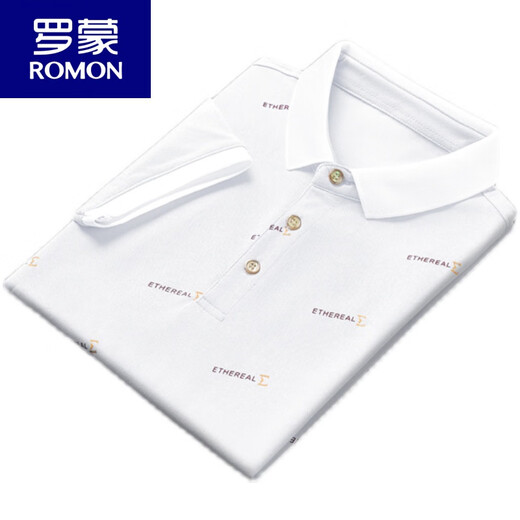 Romon (Romon) 2025 Nouveau revers d'été T-shirt à manches courtes pour hommes à manches courtes Polo Polo Men's Men's Coll's Half-Maled Silk White Qy679 M