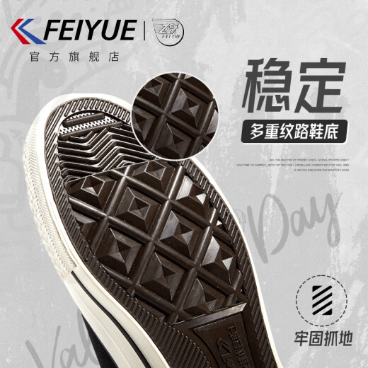 飞跃（Feiyue）官方帆布鞋男鞋女鞋春夏季经典低帮运动板鞋透气休闲鞋子小黑白鞋 黑色 经典款 40 （男生正常尺码）
