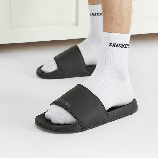 Skechers lightweight cushioning men's shoes summer daily casual sports slippers sports casual slippers comfortable and wear-resistant all black/BBK 41