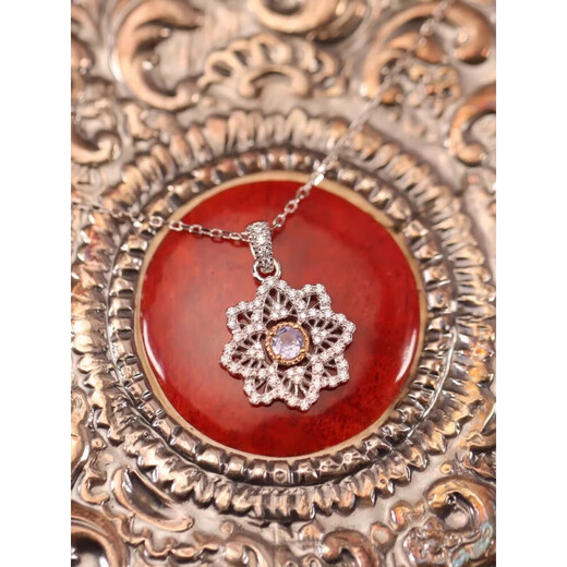 Fat Donglai Tanzanite Retro Lace Four-leaf Clover Pendant Silver Clavicle Chain Gift Chinese Valentine's Day Gift 400+40+40mm Three Sections Adjustable