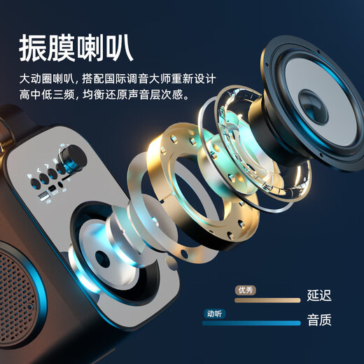 小米部依2025新款手提三喇叭无线蓝牙音箱手机插卡户外重低音炮插卡U盘音响大音量 单喇叭[标准版]送充电线3523
