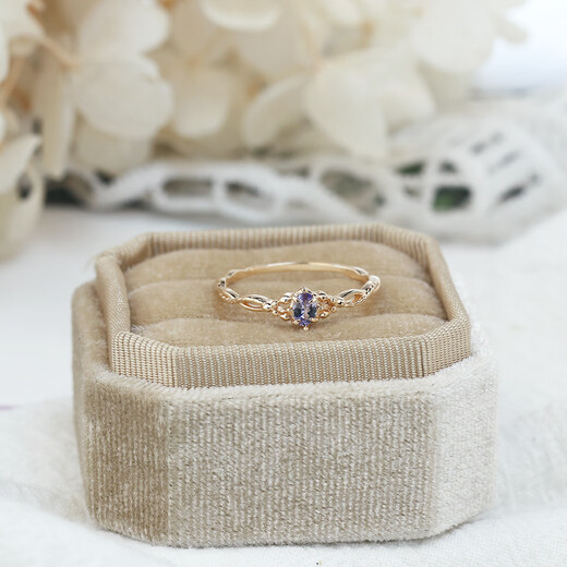 Pop nojess Japanese mini pocket ring natural opal citrine tanzanite versatile Japanese s925 sterling silver gold-plated natural citrine ring Hong Kong 10 = US 5