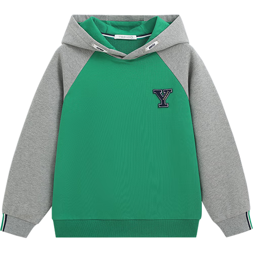 Yeehoo Kinder Sweatshirts Jungen Kleidung Herbst Fashion Casual Kapuze Langarmed Tops Herbst Neue Kleidung mittelgroß und große Kinderkleidungsbuchstaben Emerald Green 150
