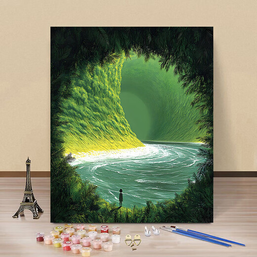 Dragon Sight Guérison paysage d'huile numérique peinture de bricolage à la main et à la guérison de style inscripteur de style inscripteur à la main Z-677 Espace oublié 30 * 40 Cadre intérieur + stylo pigment + crochet (sans bordure)
